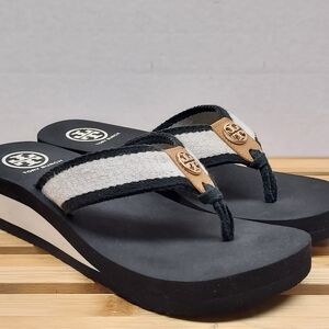 Tory Burch Women's Black and White "Frankie" Sandals Size 7